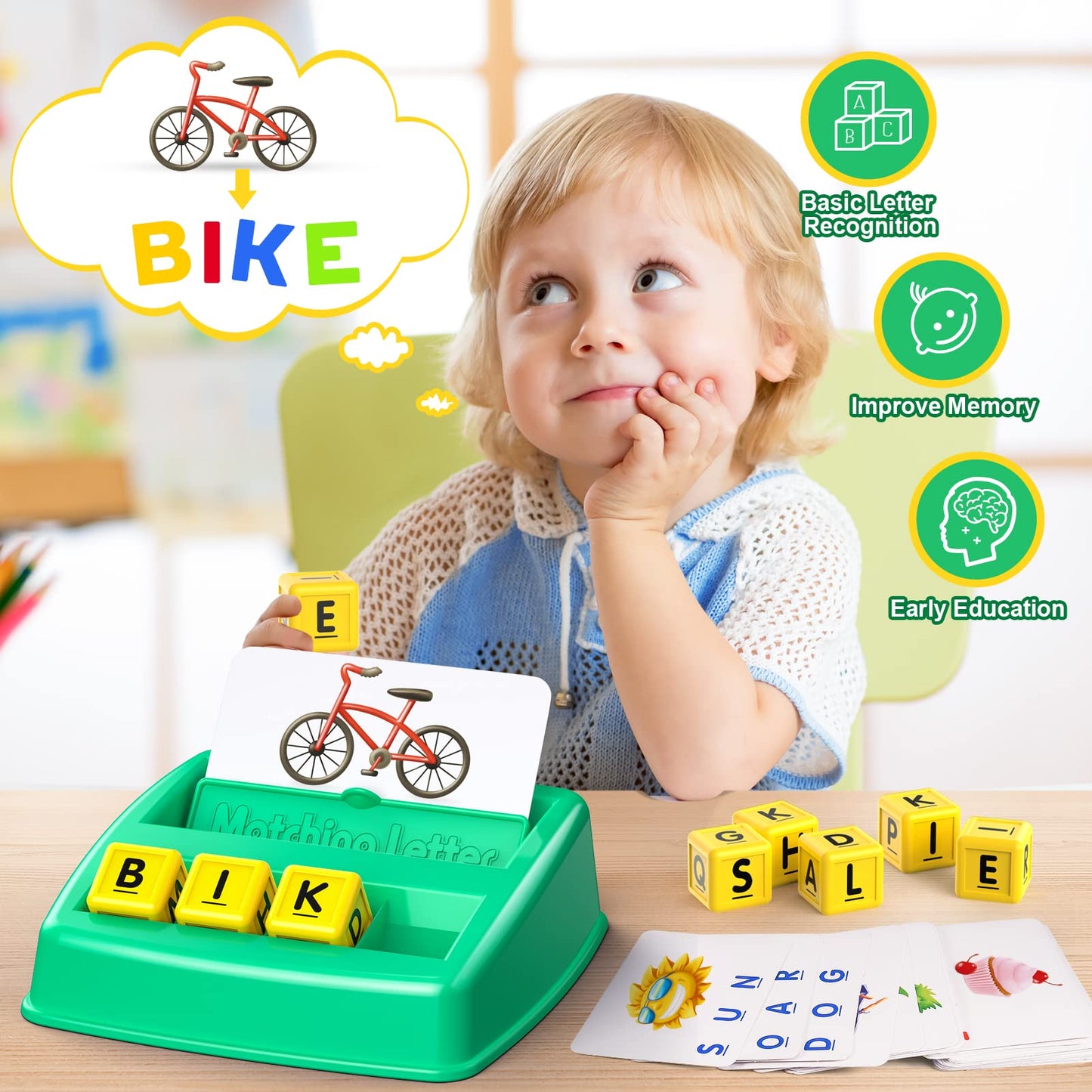 Educational Toys for 3 4 5 Year Old for Toddlers 2-4 Year Matching Letter Games for 3-5 Montessori Toys for Kids Toy for Ages 2-4 4-6 Birthday
