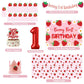 Berry Baby Girl 1st Birthday Decor, Strawberry First Birthday Decorations for Girls with Balloon Arch, Party Backdrop,Photo Banners,Cupcake