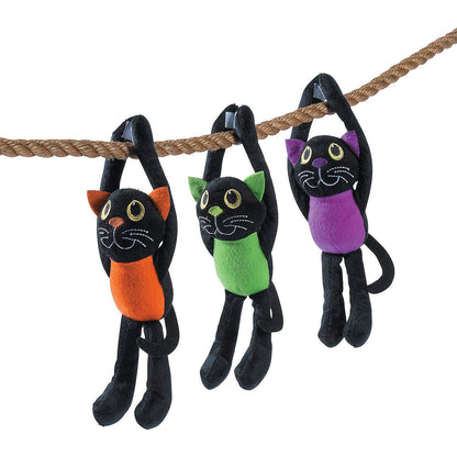 Fun Express Plush Long Arm Black Cats for Halloween - Soft Spooky Party Favor Toys for Trick-or-Treat Goodie Bags & Decorations - Perfect