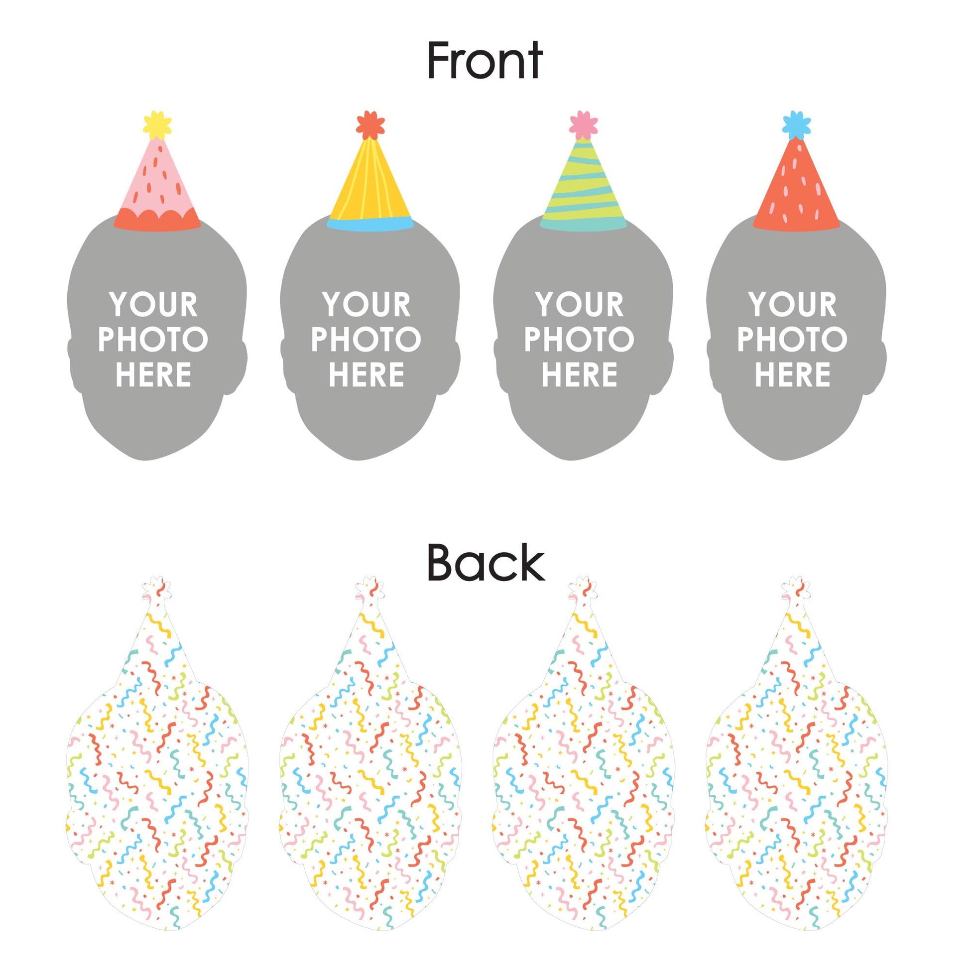 Big Dot of Happiness Custom Photo Party Time - Happy Birthday Party Dessert Cupcake Toppers - Fun Face Clear Treat Picks - Set of 24
