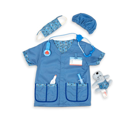 Melissa & Doug Vet Costume, Pretend Play Dress Up (9-Pc) Jacket, Stethoscope, Mask & Accessories, Role Play Toys for Kids 3+