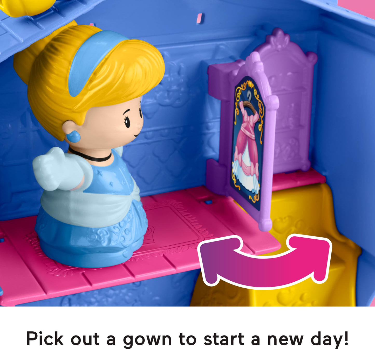 Fisher-Price Little People Toddler Toy Disney Princess Cinderella On-the-Go Playset with Figures for Pretend Play Kids Ages 18+ Months