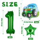 5Pcs Tractor Balloons, Green Tractor Birthday Number Mylar Foil Balloon Farm Theme 2nd Birthday Party Supplies Decor (2nd)