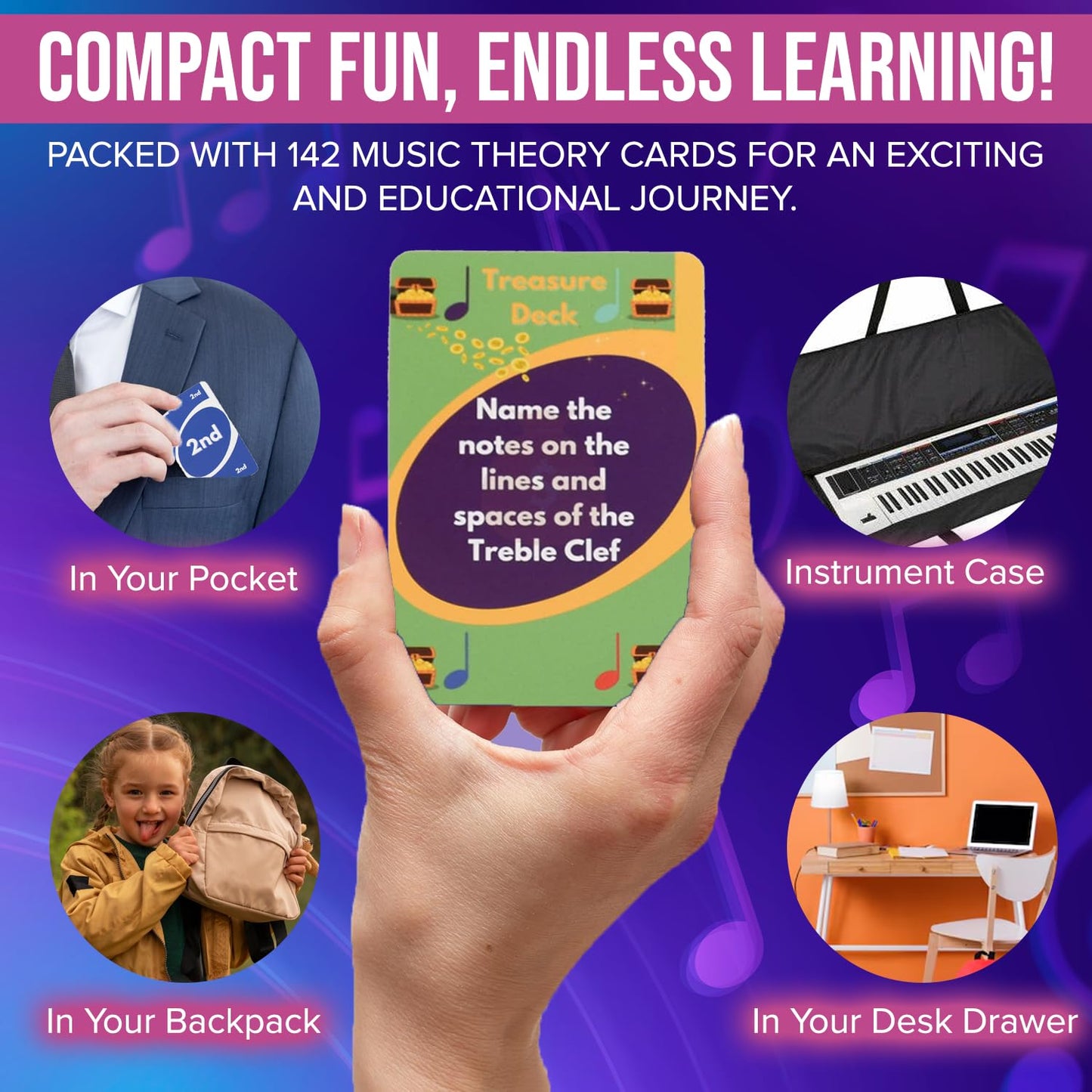 QUARTER MATCH A Fun, Interactive Music Theory Card Game for Kids, Teens, and Adults - 142 Cards - for Piano, Voice, Guitar, Violin, Percussion,