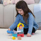 Jasey's Toy Chest Wooden Shape & Animal Blocks - 15-Piece Chunky Wooden Set with Rattle, Bell & Colorful Beads for Toddlers Ages 12+ Months