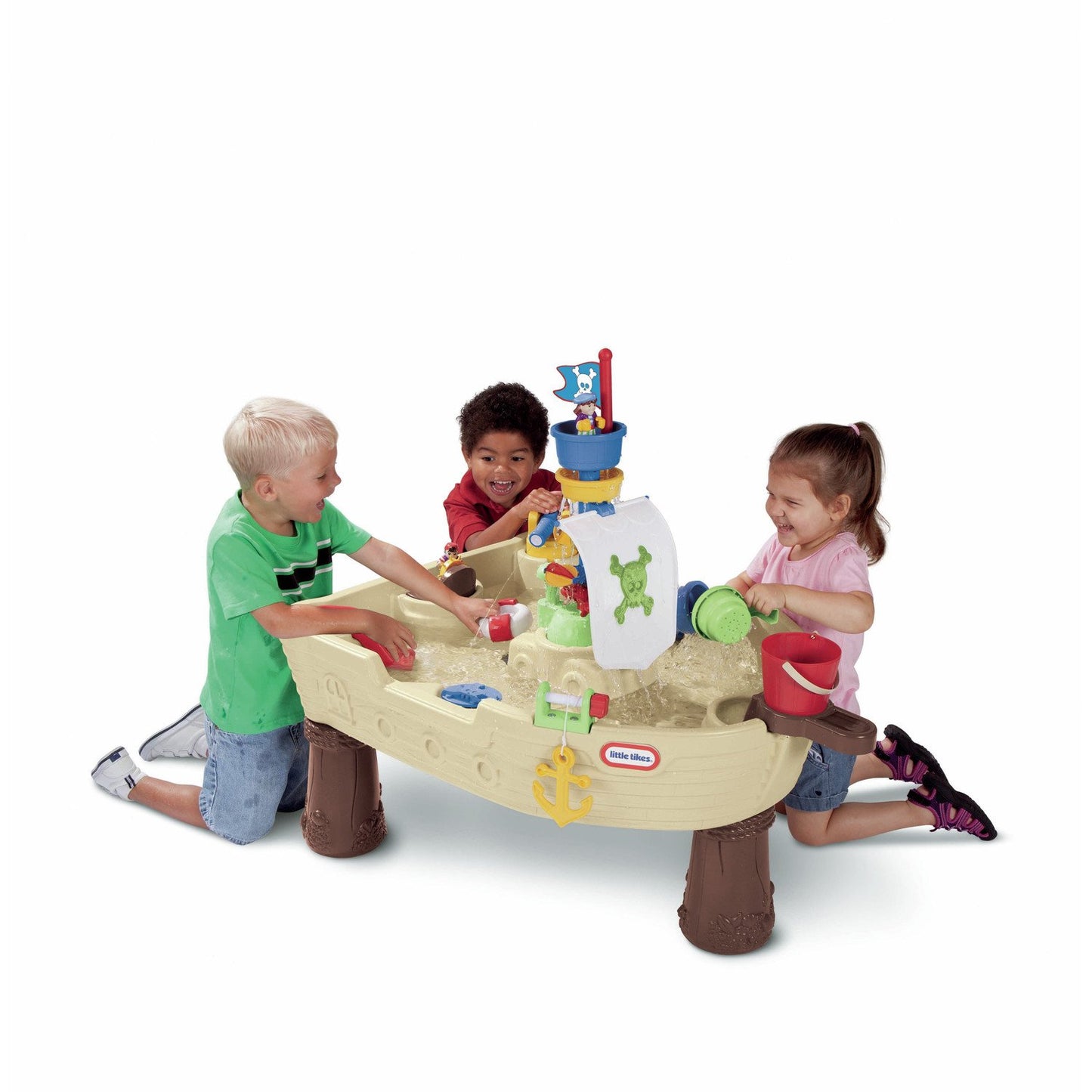 Little Tikes Anchors Away Pirate Ship Water Table - Water Play Table Loaded with Spinning Features - Steering Wheel Spins and Squirt Water from Water