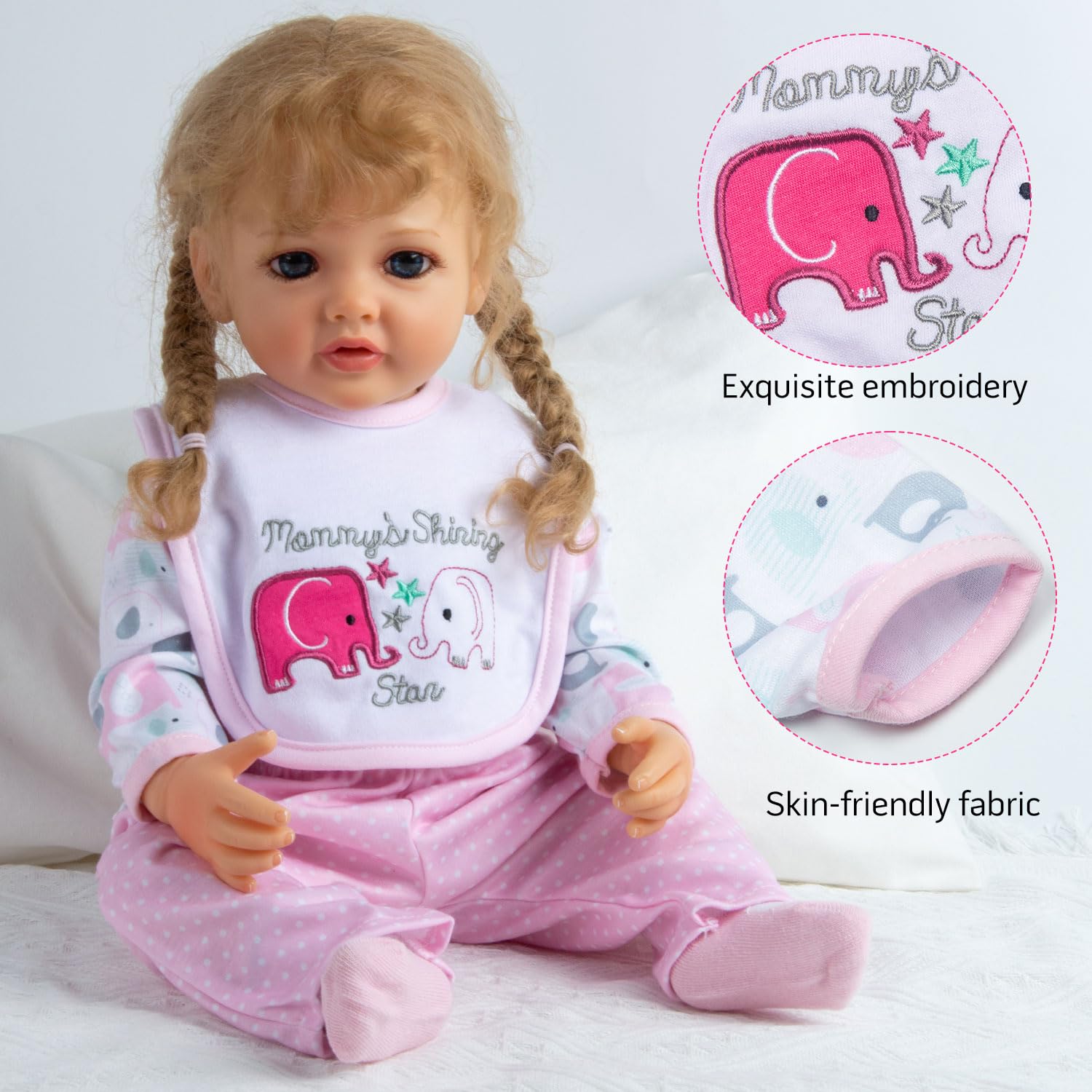 Reborn Baby Doll Clothes Baby Girl Doll Clothing Outfit Accessories 4 Pices Sets for 20- 23 Inches