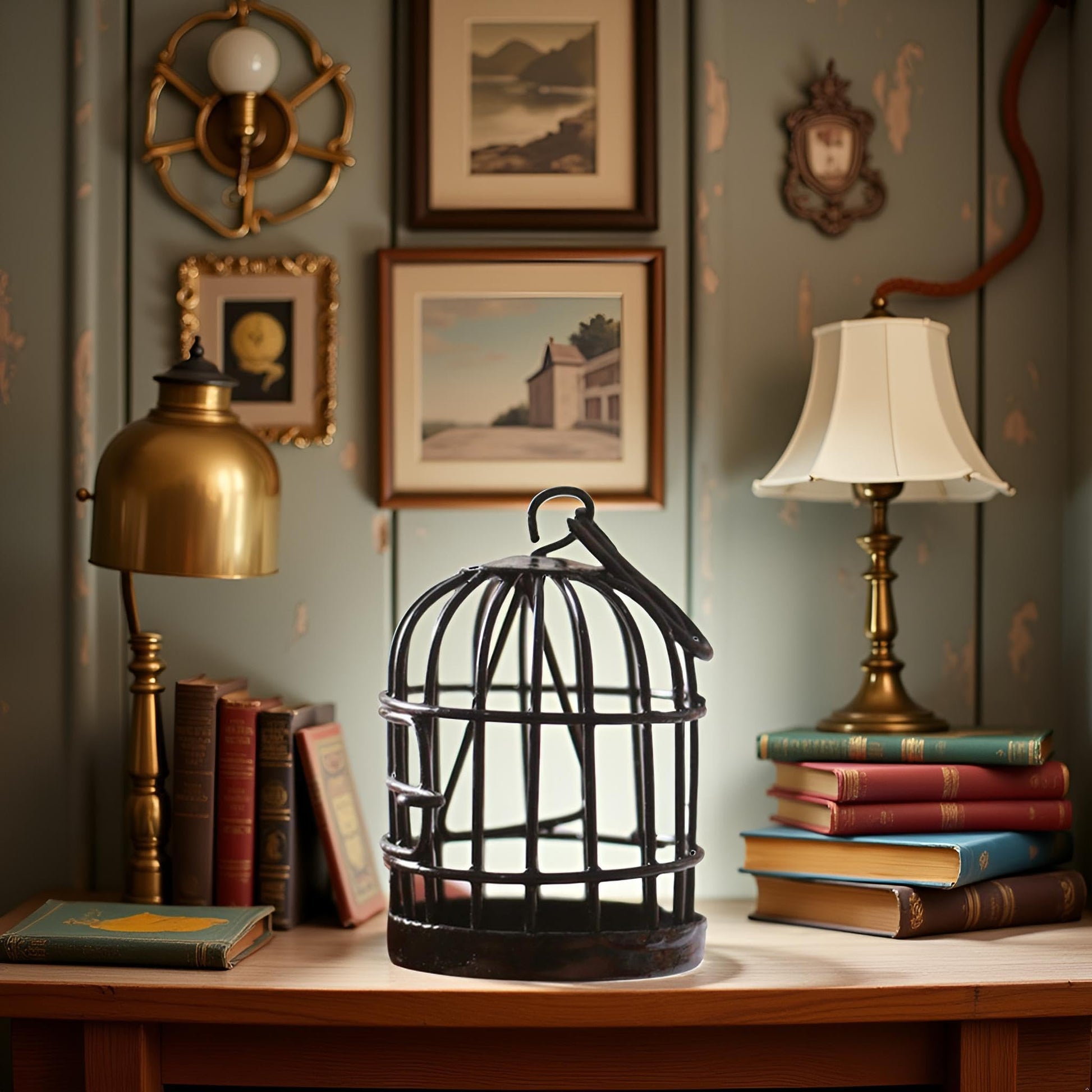 Black Miniature Doll House Birdcage Ornament Model Home Desktop Decor Gift,Miniature Doll House Furniture and Accessories