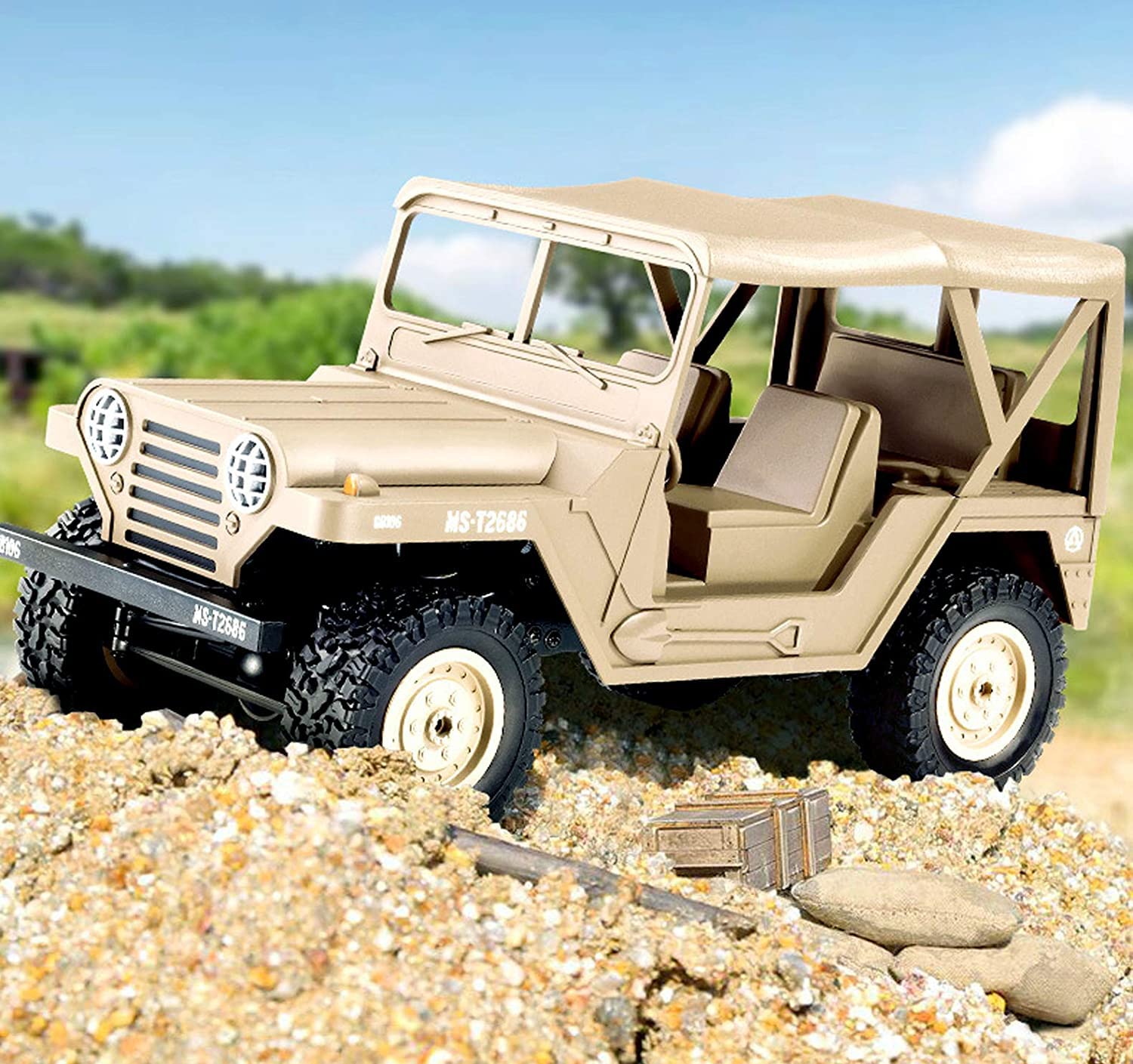 FMTStore US M151 Jeep RC Off-Road, 1:14 Scale 4WD Electric Remote Control Truck All Terrain Monster Climbing Car