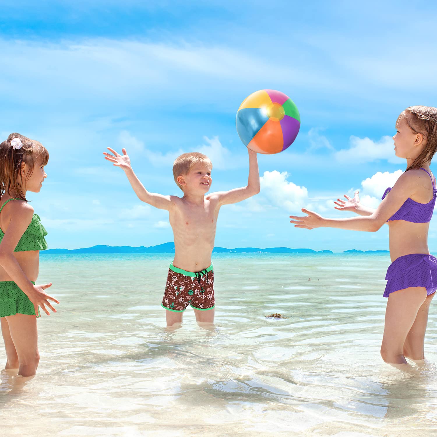 ArtCreativity 12-Pack Metallic Beach Balls, 12 Inch Rainbow Summer Toys