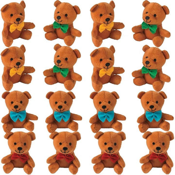 Fun Express Plush Bow Tie Bears - Soft and Colorful Plush Teddy Bears with Cute Bow Ties - Ideal for Parties Gifts Baby Showers Decor & Special
