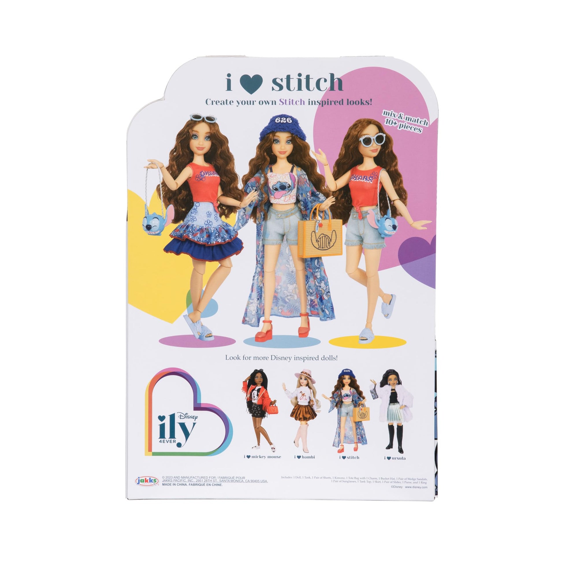 Disney ily 4EVER Dolls Disney 100 - Stitch 11.5" Tall with 13 Points of Articulation, Two Complete Mix-and-Match Outfits and Glittery Mickey Ring for