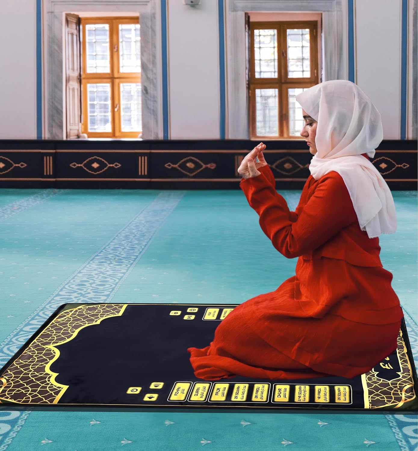 EZDAL Smart Interactive Prayer Mat V3 - Touch Sensor Quran Recitations Multilingual Portable Foldable Salah Mat - Islamic Audio Prayer Rug for Kids