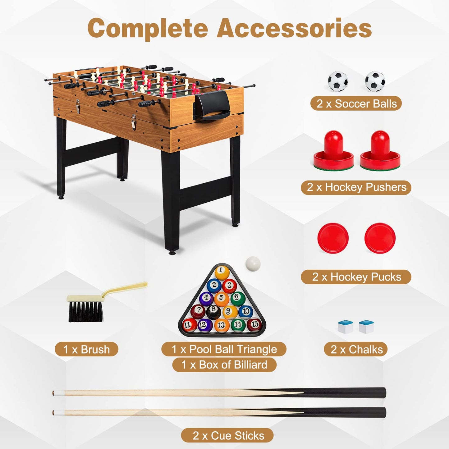 Goplus 48 Inch Multi Game Table, 3-in-1 Adult Size Foosball, Pool Table, Slide Hockey Table, Combo Table Set w/Billiard, Soccer & Hockey for Arcade
