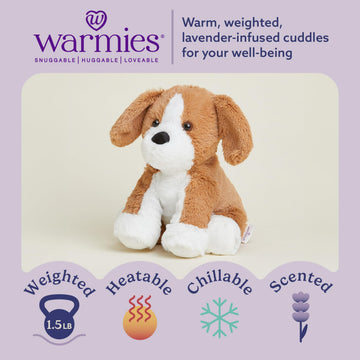 warmies Microwavable & Weighted Stuffed Animals, Beagle - Heat Therapy Weighted Plush - Cooling Relief Plush Toys - Lavender Scented Comfort