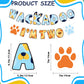 ESKOMIO 2nd Birthday Party Banner Blue Dog Birthday Themed Party Decoration Supplies Banner for Boys and Girls