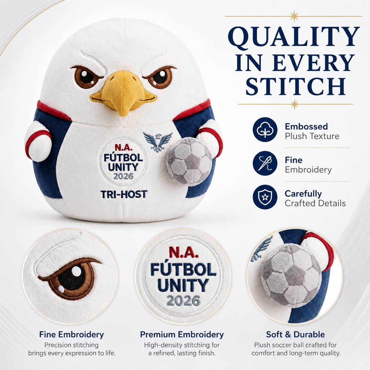TDQNBKDG Cute Chubby Eagle Stuffed Plush Doll, Soft Embroidered Bird Throw Pillow Toy, Decorative Mascot Plush, for Family Friends All Occasions