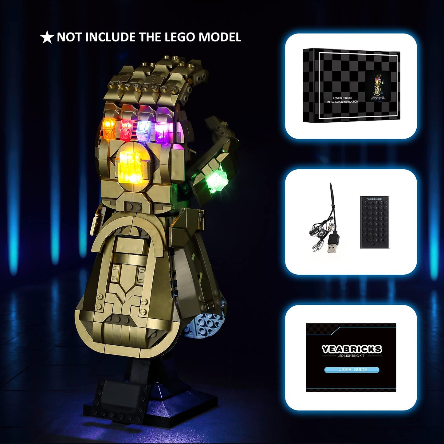 YEABRICKS LED Light for Lego-76191 Marvel Infinity Gauntlet Building Blocks Model (Lego Set NOT Included)