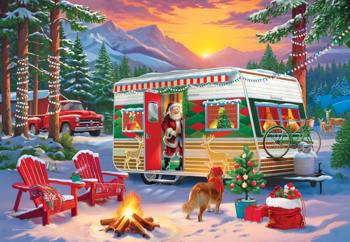 Christmas Camping Trailer Tin