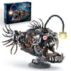 Vziimo Mechanical Lantern Fish Building Set, MOC Ocean Animal Building Kit with Light, Creative Ocean Fish Animal for Home Office Decor, STEM Gift