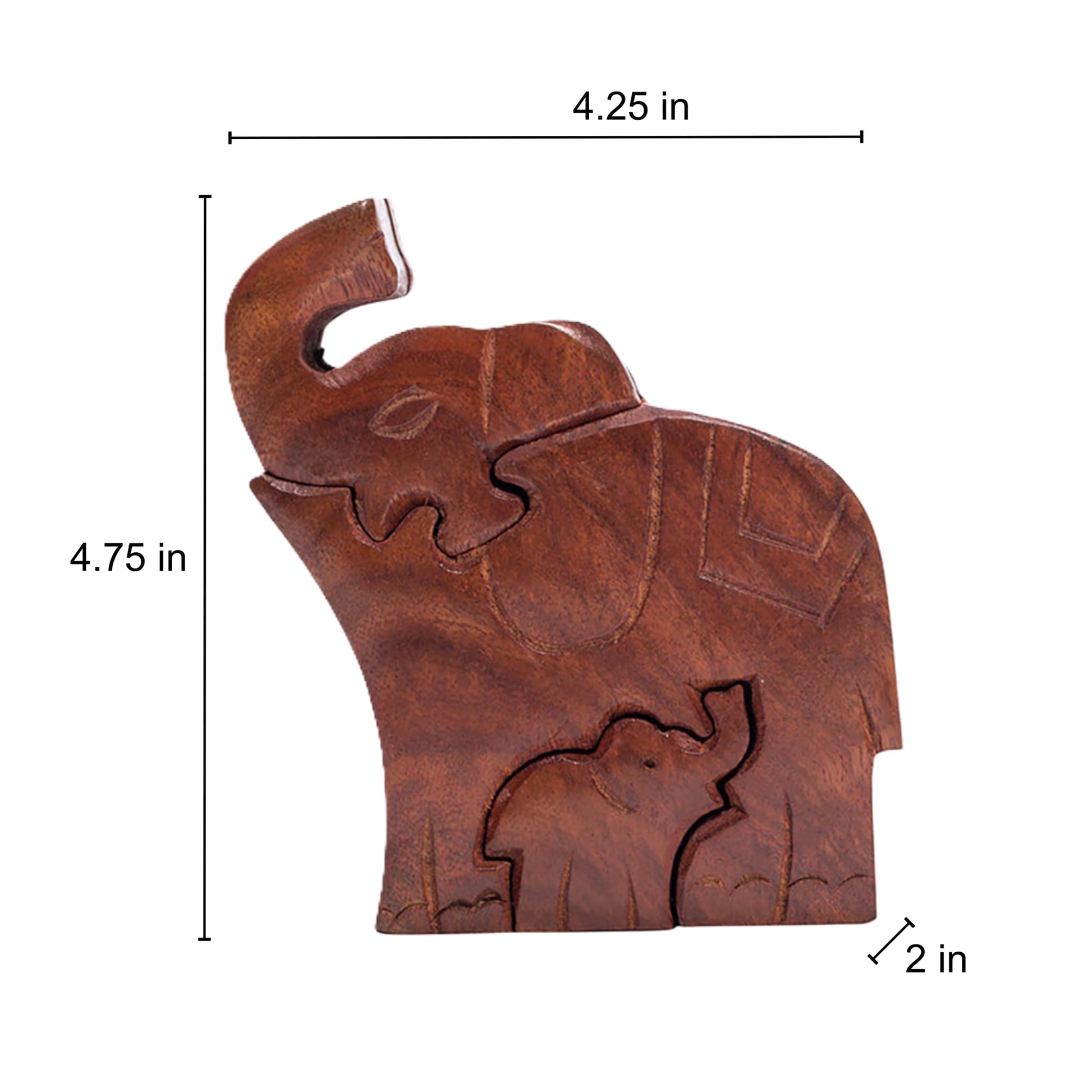 Matr Boomie Fair Trade Gift, Hand Carved Solid Wood Mama Elephant Puzzle Box/Jewelry Box/Puzzle Box for Adults/Brain Teaser with Secret Compartment