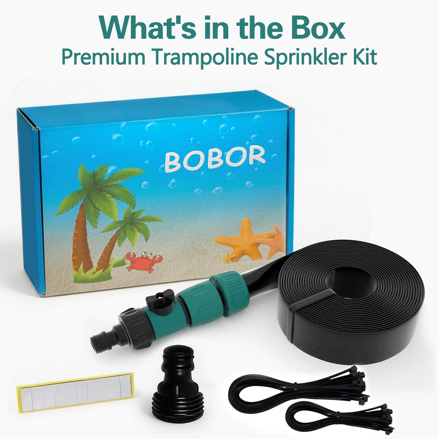 Bobor Trampoline Sprinkler for Kids, Outdoor Trampoline Water Sprinklers, Backyard Summer Water Toys, Outside Trampoline Accessories for Yard Backyard
