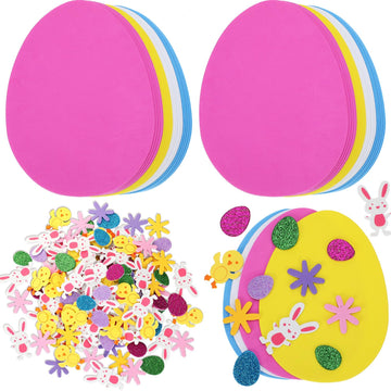 Chuangdi 180 Pcs Easter Foam Stickers Set Easter Foam Eggs and Bunny Chick Stickers Crafts Kits for DIY Home Activities Spring Party Supplies