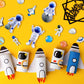 40PCS Astronaut Cake Toppers - Outer Space Astronaut Figurine Meteorite Planet Rocket Stars and Gold Silver Ball Space Theme Cake Decorations