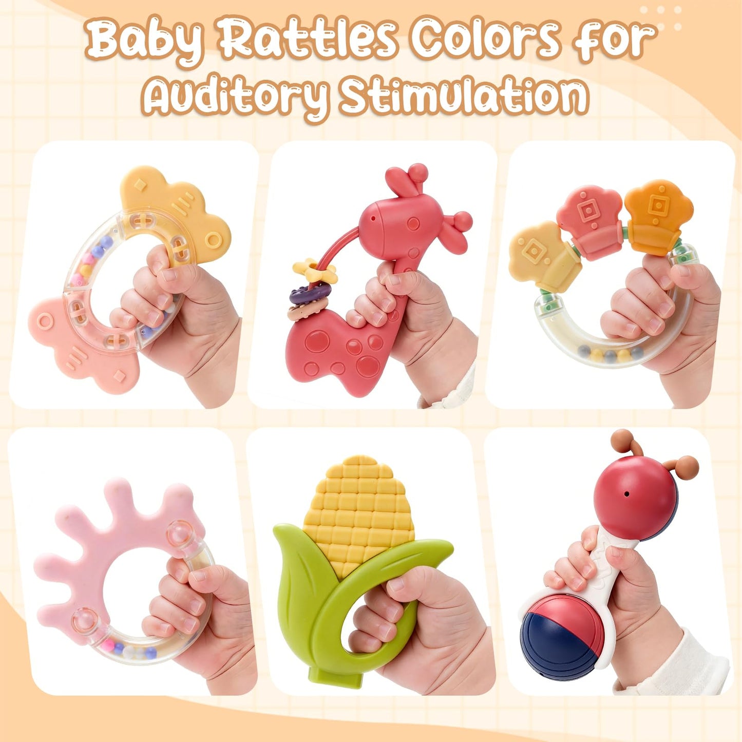ENJOCASES Baby Rattles Teething Toys 3-6 Month Infant Toys 6-12 Months Teether Toy Babies Gift Teething Toys