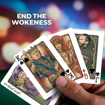 END THE WOKENESS: Trump Family Poker Playing Cards - Premium Collectible Deck Featuring Trump, Melania, Trump Jr., and Biden Joker Cardstock for Poker