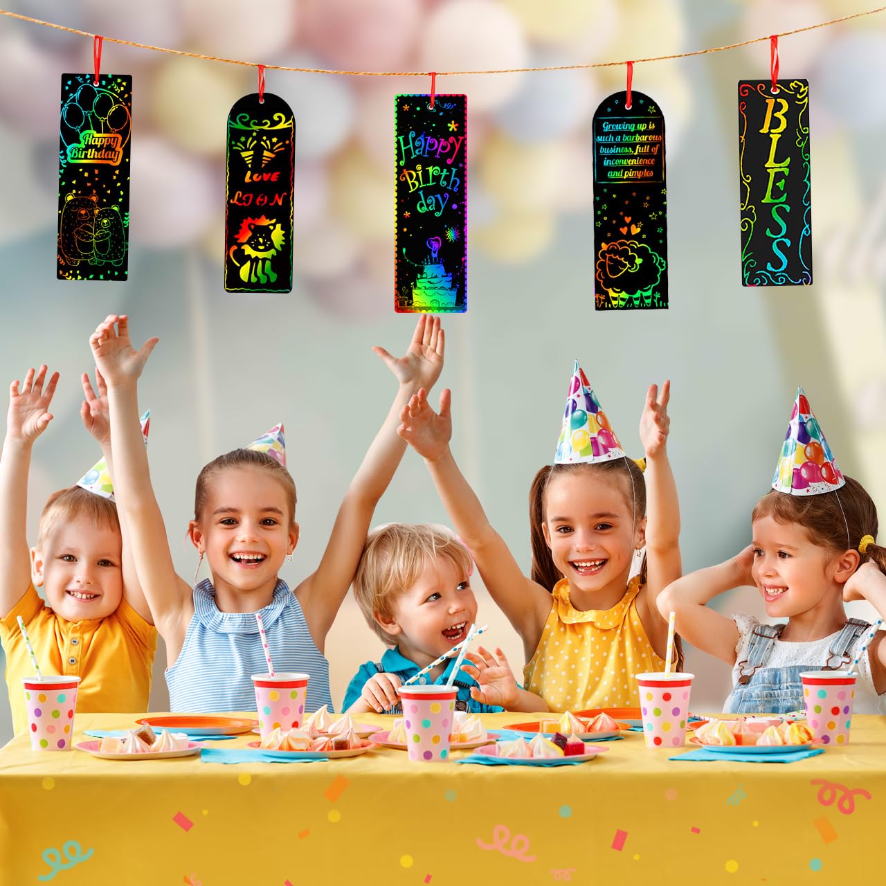 ZMLM Scratch Paper Art Bookmarks Kids: 36 Set Magic Rainbow DIY Art Craft Paper Bookmark Gift Tag Party Favor Goodie Bags Stuffers Pack Activity Bulk
