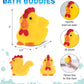 DolliBu Rooster Bath Buddy Squirter - Floating Yellow Chicken Rubber Bath Toy, Fun Water Squirting Bathtime Play For Toddlers, Cute Farm Barn Animal