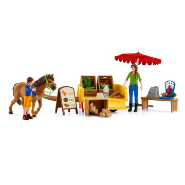 Schleich Farm World, 21-Piece Playset, Farm Toys for Girls and Boys Ages 3-8, Sunny Day Mobile Farm Stand