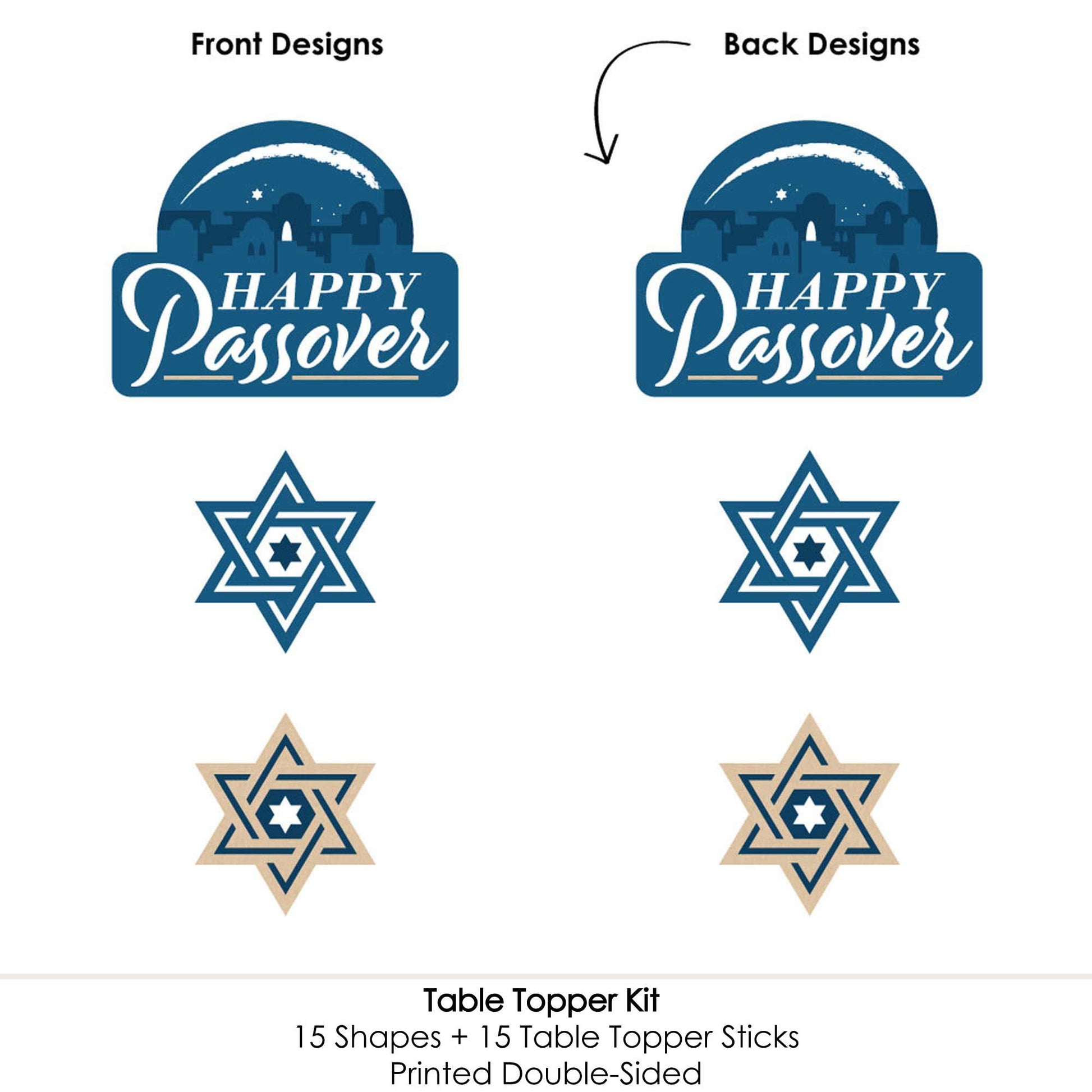 Big Dot of Happiness Happy Passover - Pesach Jewish Holiday Party Centerpiece Sticks - Table Toppers - Set of 15