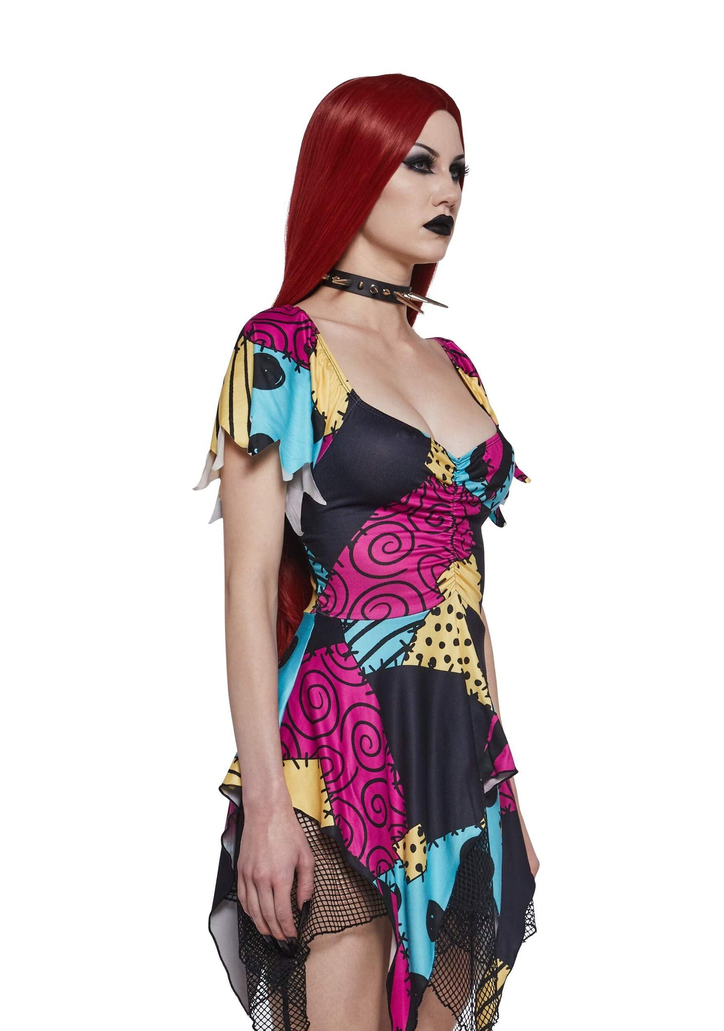 Dolls Kill Nightmare Sally Rag Doll Costume Dress - Halloween Colorblock Dress by Trickz N' Treatz, X-Small