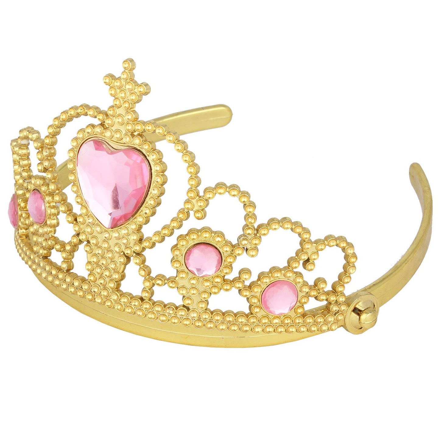 XiangGuanQianYing Princess Dress Up Crowns and Tiaras for Child from 3 Years Up Party Favors Pink Tiara Plastic Gold Tiara(10 Pack) (Heart Pink)