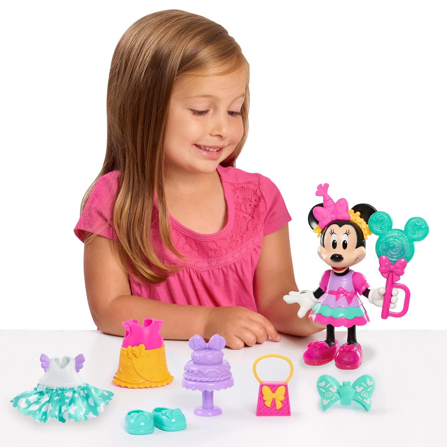 Disney Jr Minnie Mouse Fabulous Fashion 14-Piece Sweet Party Doll and Accessories, Kids Toys for Ages 3 Up by Just Play