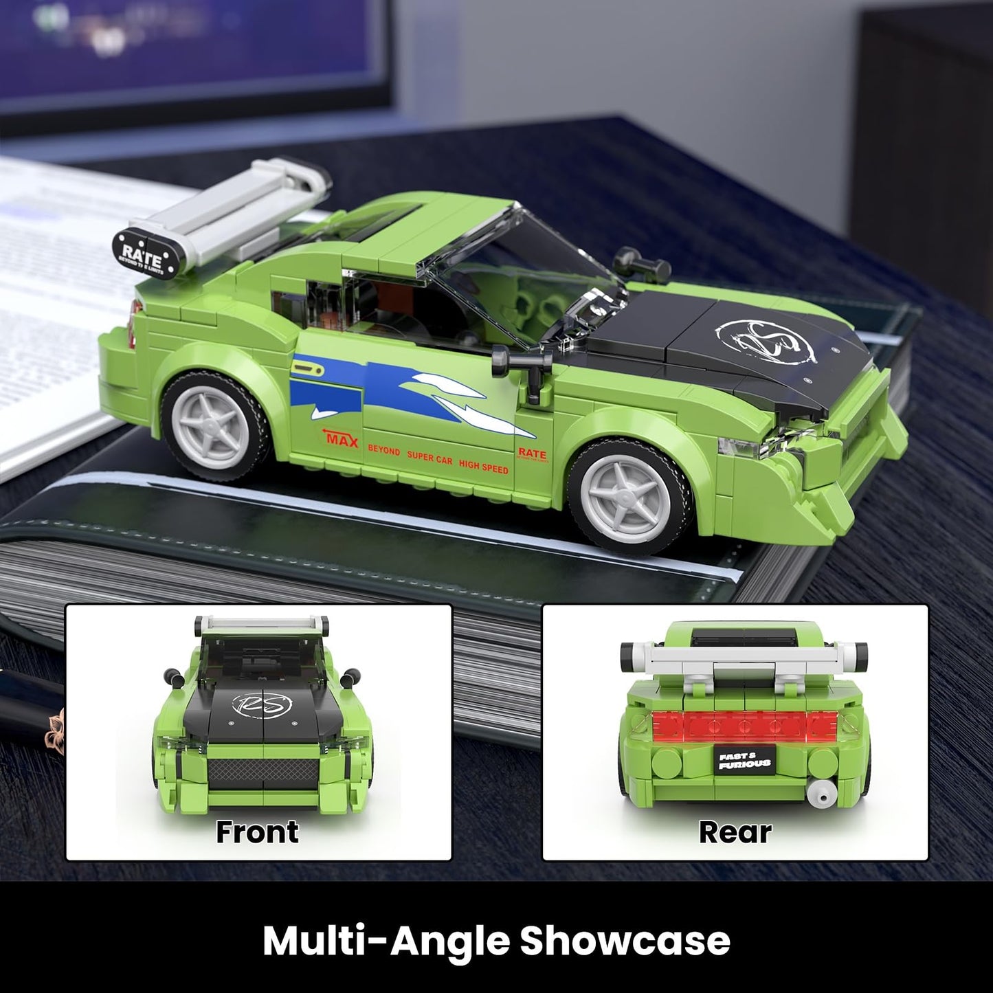 Mould King Super Sports Car Building Set with Display Case, 338 Pcs Model