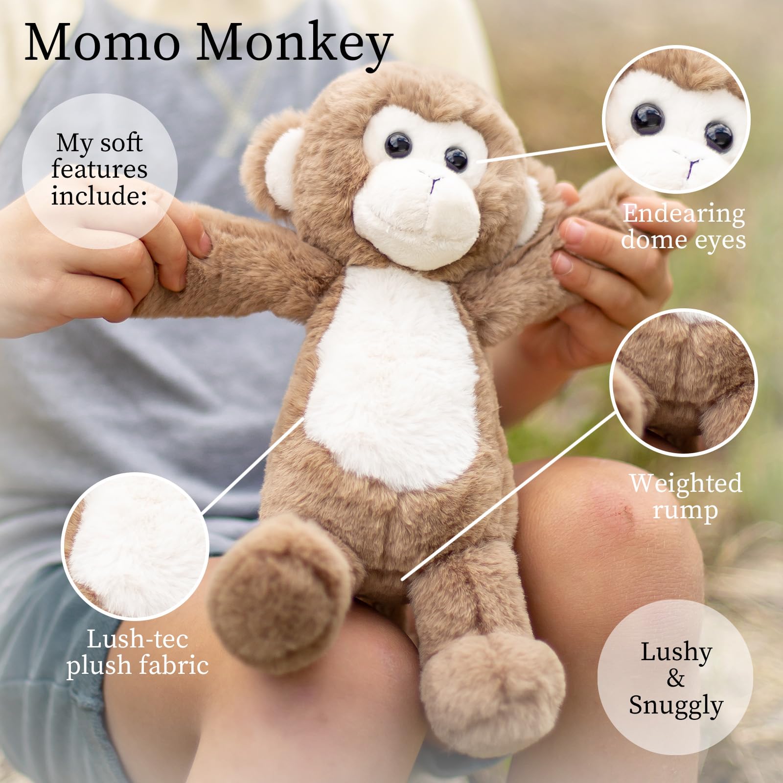 World's Softest Plush Stuffed Animal for Baby, Toddler, Kids, Adults - Adorable Toy Made from Kid-Friendly, Quality Materials - Lushee MoMo Monkey