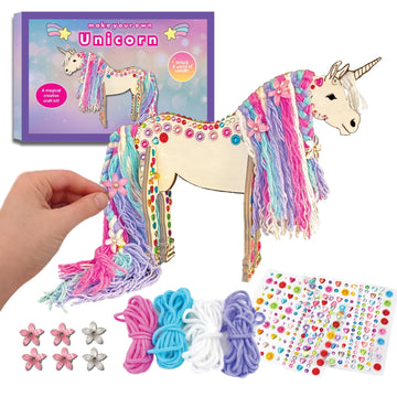 Magical Valley Unicorn Craft Kit for Kids, DIY Wooden Unicorn Craft with Yarn & Accessories, Arts & Crafts Kit, Creative Activity, Birthday Party