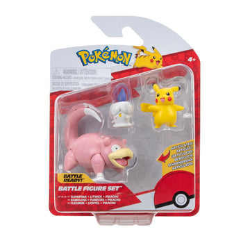 Pokemon Toy Figures Set - Pokemon Battle Figure 3PK: Pikachu, Litwick, Slowpoke, Mutli, PKW3056
