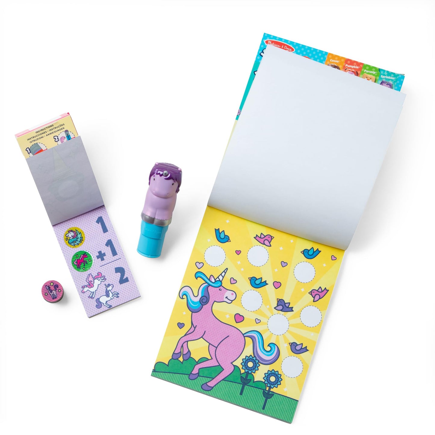 Melissa & Doug Sticker Wow!™ Purple Unicorn Bundle: 24-Page Activity Pad, Stamper, 500 Stickers, Arts and Crafts Fidget Toy Collectible Character