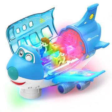 Toy Airplane for Toddlers 2-4 3-5 With Sounds and Light Up Toys, 360°Freedom Operated Automatic Bump Autism Sensory Toy Plane Toddler Boy Toys