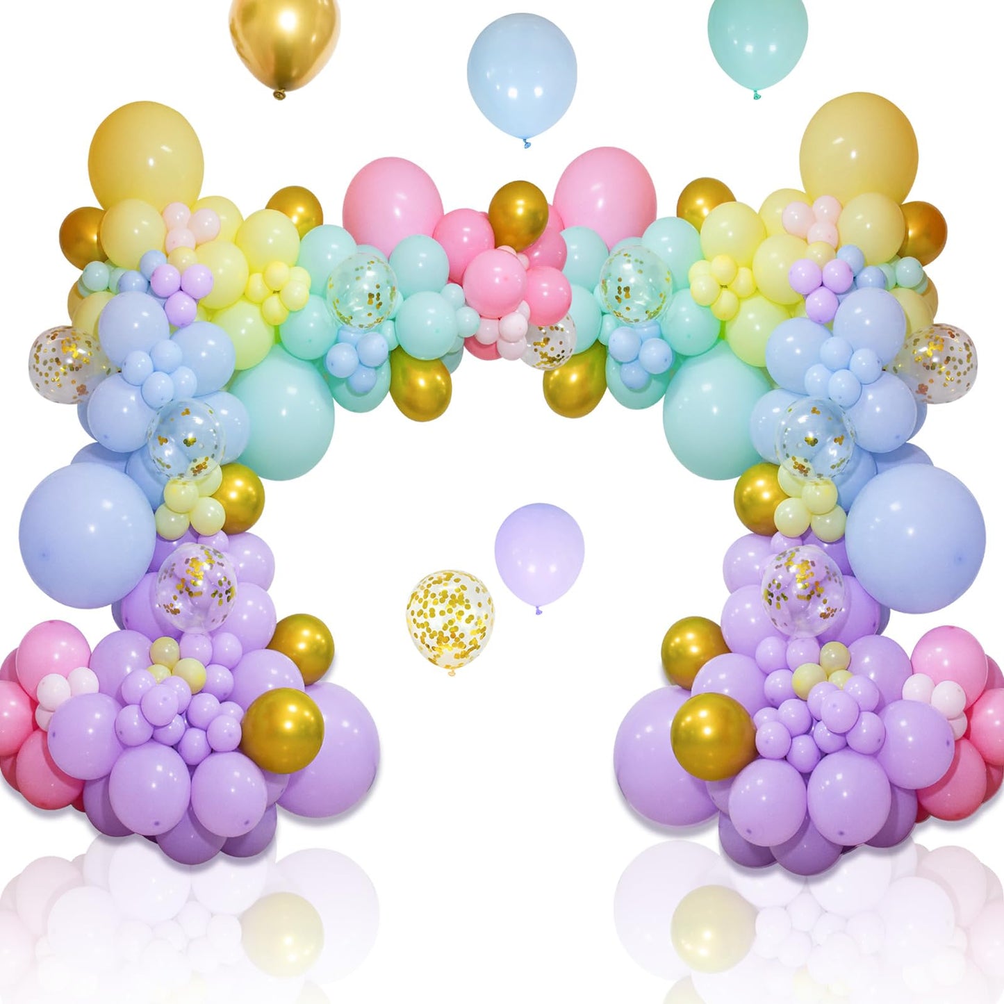 KAWKALSH 219Pcs Rainbow Balloons Garland Arch Kit Different Sizes Latex Balloons Assorted Pastel Party Balloons Arch for Birthday Baby Shower Wedding