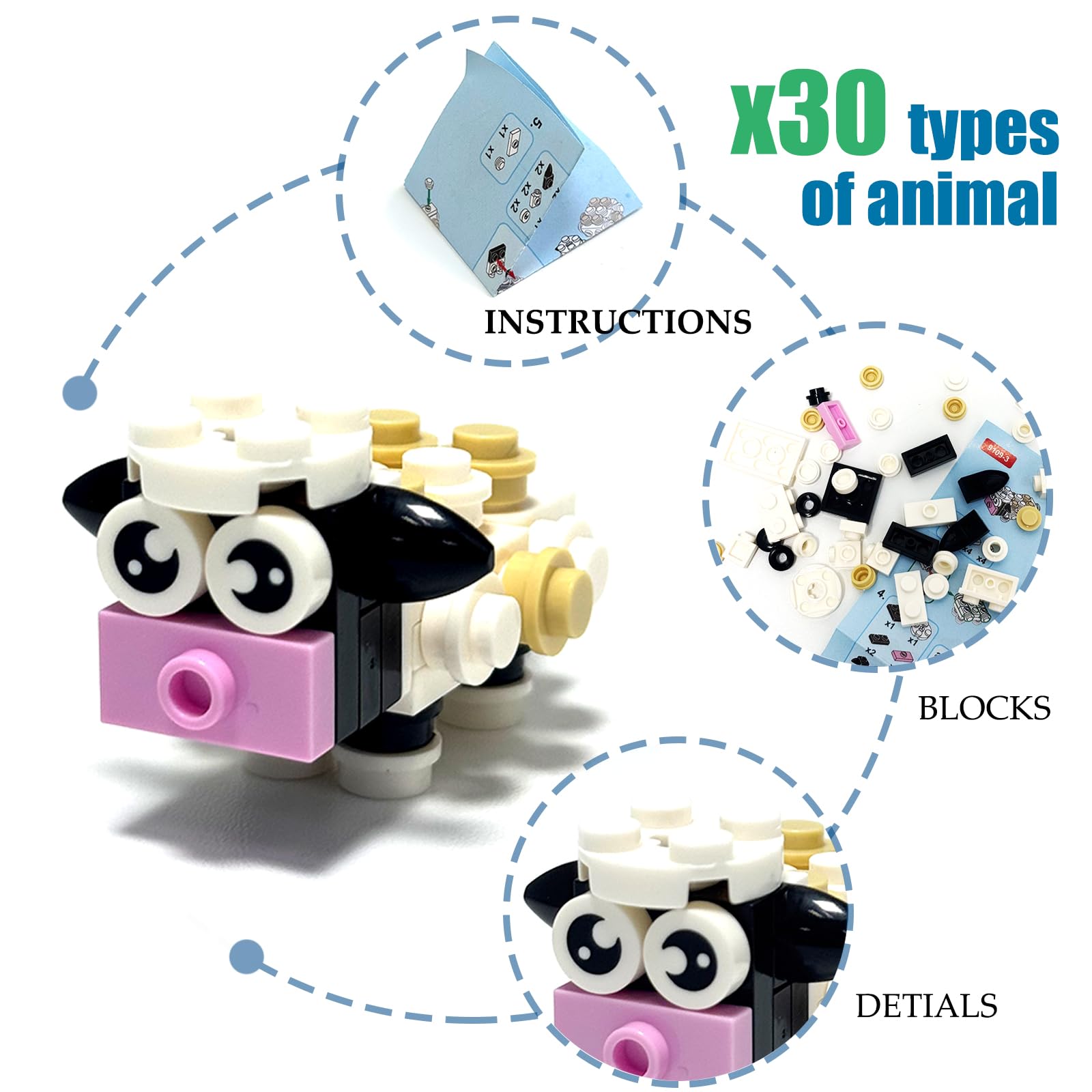TENYEAH 30 Pack Party Favors Building Set, Mini Animals Building Block Toy, Classroom Prizes Goodie Bags Stuffer, Easter Gifts Birthday
