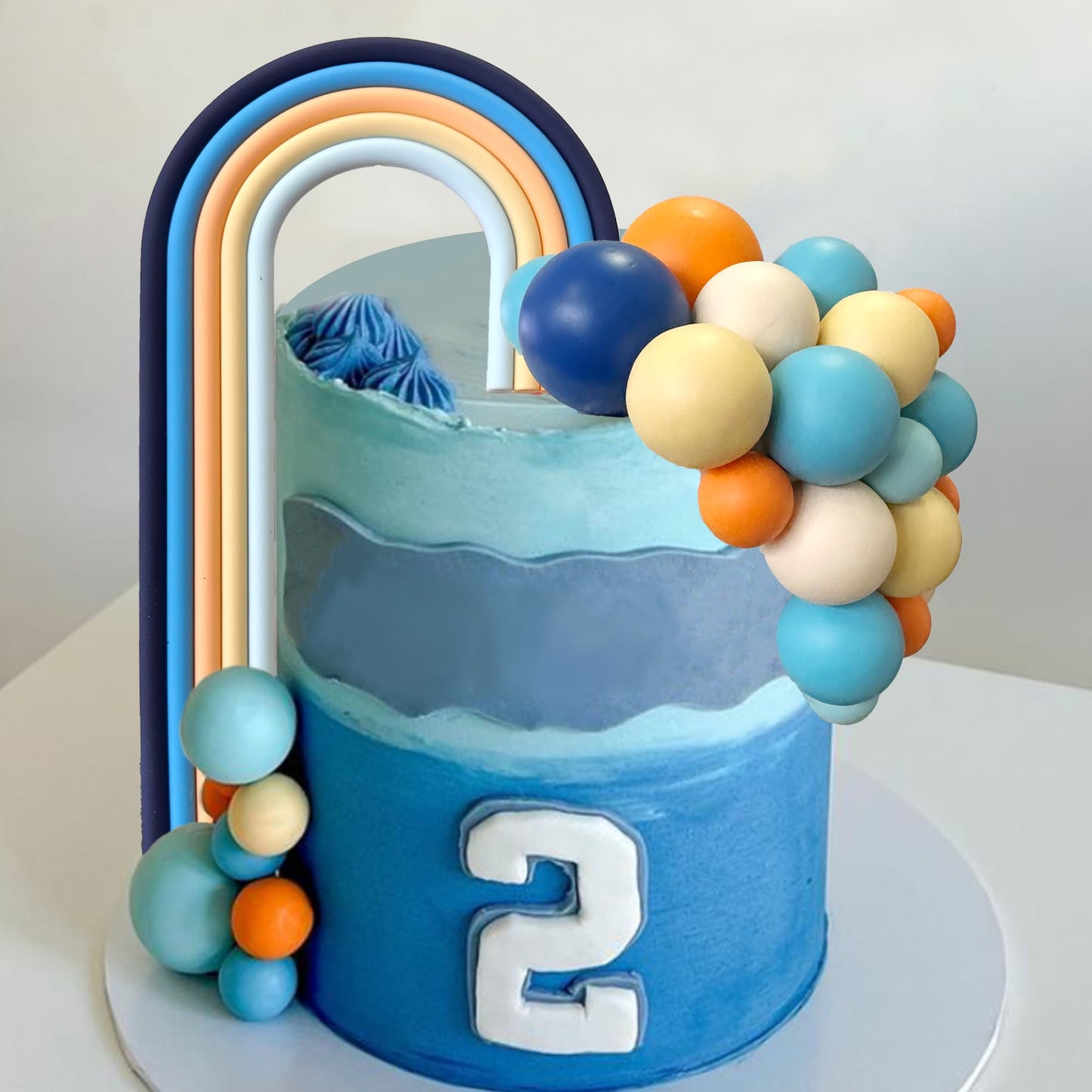 Blue Rainbow Cake Toppers Mini Balls Blue Orange Dog Cake Decorations for Birthday Baby Shower Party Supplies (Dark Blue)