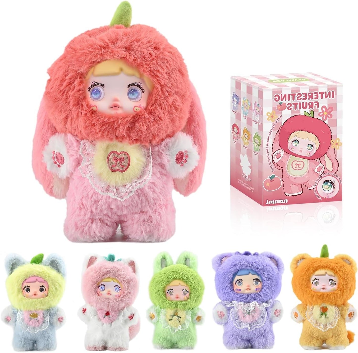 Mckkymi Plush Blind Box, Kawaii Nommi Cute Fruit Series Stuffed Blind Box Doll 1PC, Kawaii Mystery Plush Toys Collectible for Birthday Gift (1 of 7