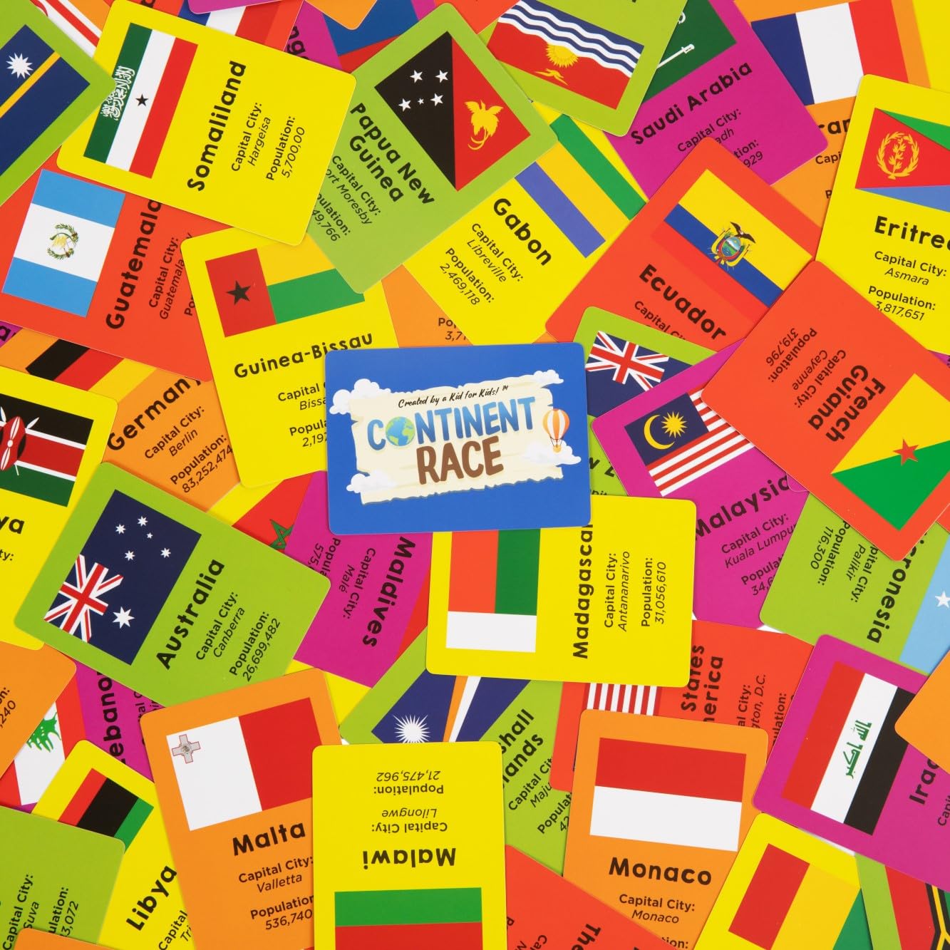 Continent Race Geography Educational Board Game for Kids, Tweens, Family, Friends, Teachers and Classrooms - Learn About Flags & Countries Around