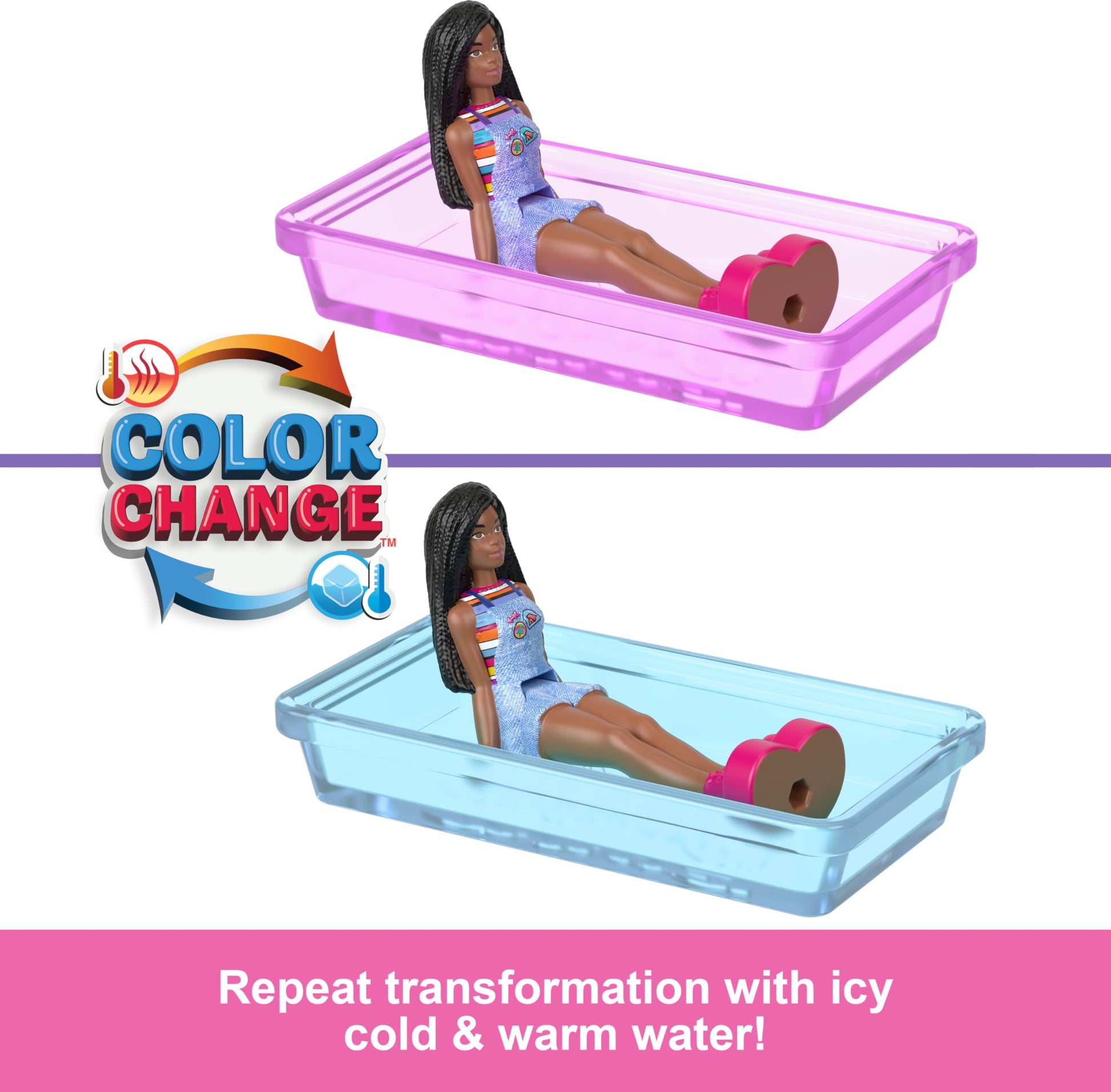 Barbie Mini BarbieLand Playsets with Toy Vehicle & 1.5-inch Doll, DreamCamper with Working Doors & Color-Change Pool