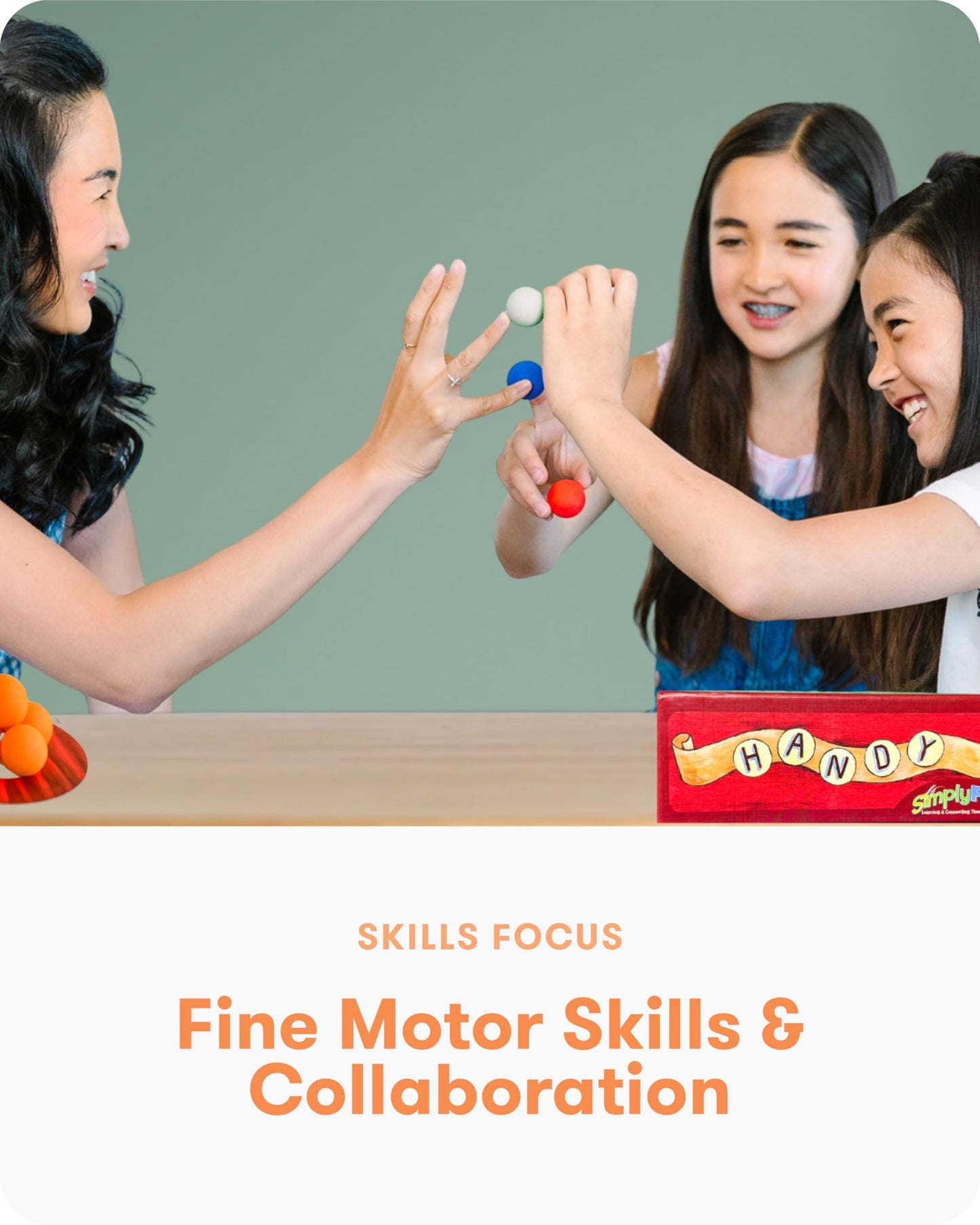SimplyFun Handy - Family Game for Kids and Adults Ages 8+ - Fine Motor Skills Game with Soft Balls and Cards - Classroom, Party, or Family Game Night